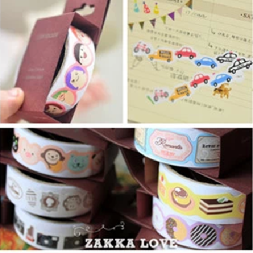 【貓凱特韓國文具精品】韓國創意 裝飾膠帶貼紙 咖盒卡通紙膠帶